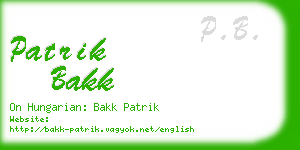 patrik bakk business card